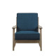 Beach Bungalow Wood & Navy Blue Fabric Lounge Chair